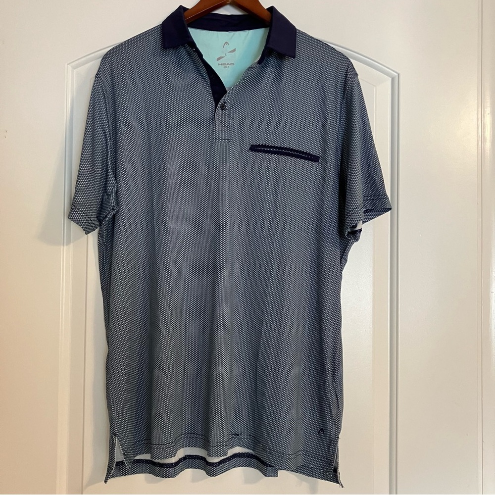 Head Golf Sportswear Men's L Hex Pattern Print‎ Polo Shirt, Like New